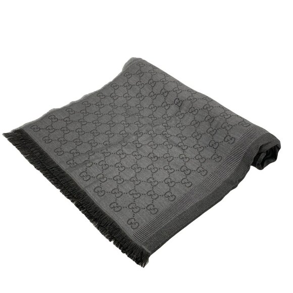 GUCCI - Dark Gray Black Wool Silk Scarf 490-050825 - Picture 1 of 4